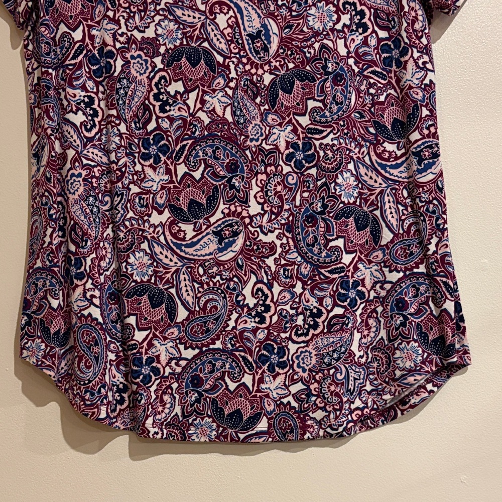 Women's Paisley Short Sleeve Top - Multicolor - Picture 4 of 6